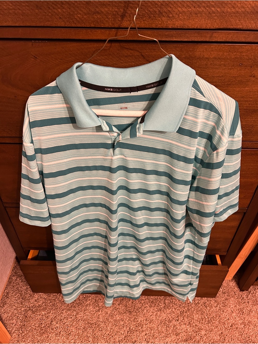 Nike Golf Men's Green Striped Polo Shirt